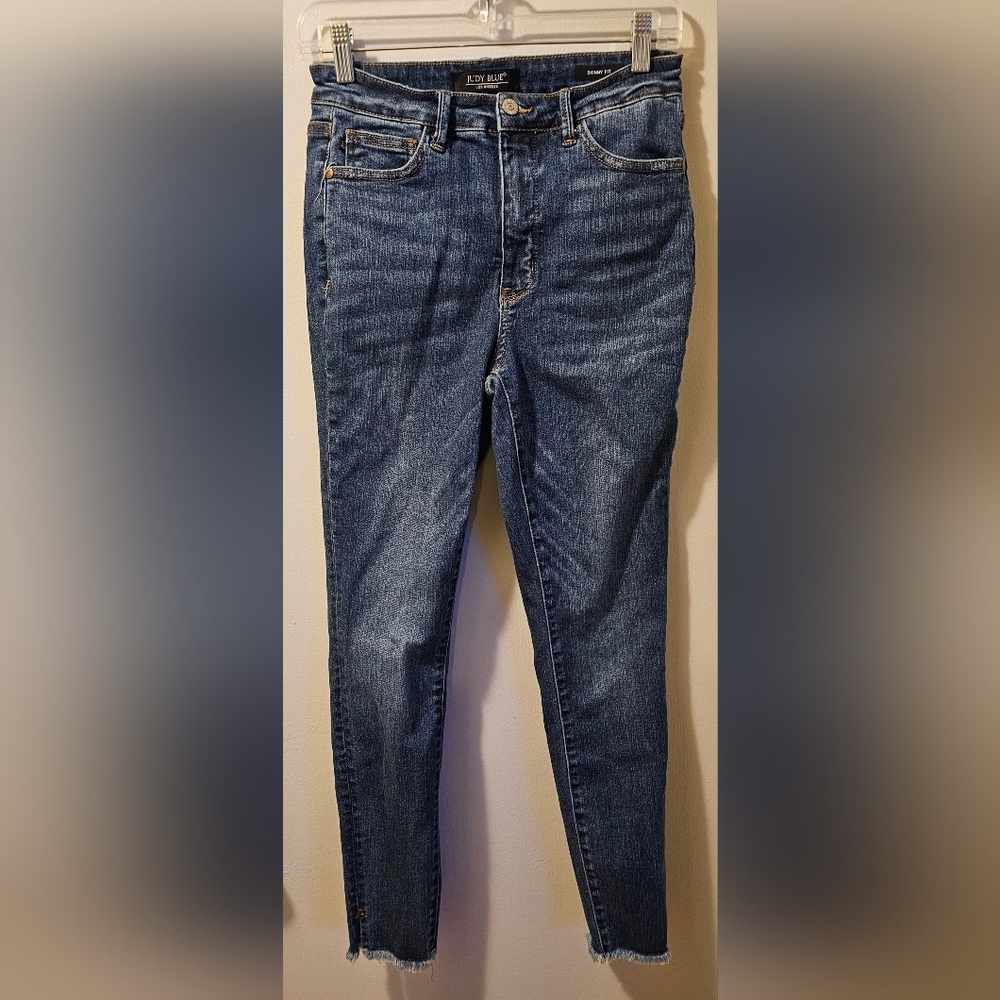 Judy Blue Jeansβ Women's Size 5/27 Ankle Skinny Fit Raw Hem Stretch Blue Denim